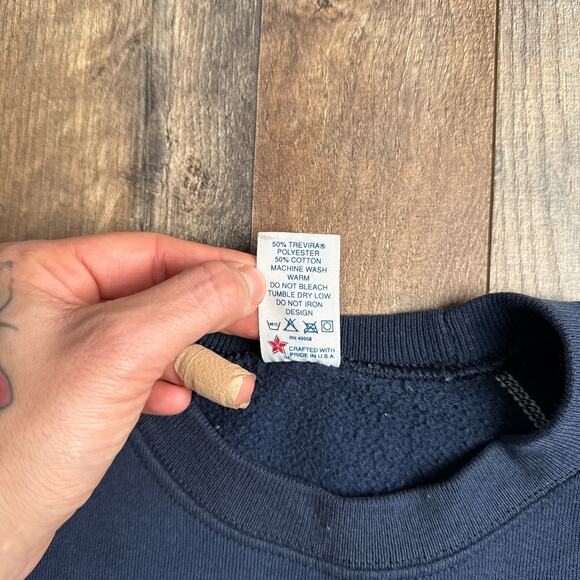 Vintage US Navy Sweatshirt Men's Large Blue Athletic Training Fitness 3058 - Picture 9 of 14